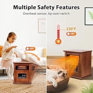   Electric-Infrared-Space-Heater-Quartz-Heater-for-Indoor-Use-Tip-Over-Overheat-Protection-with-Remote-Control-3-Heat-Settings-12H-Timer-1500W-for-Large-Room-Basement-Heating-Light