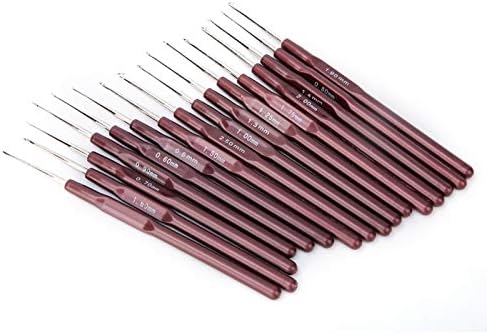16pcs Crochet Hooks Set with Plastic Handle Lace Crochet Hook Set Metal Knitting Needle Kit DIY Knitting Tool with 0.5MM-2.5MM