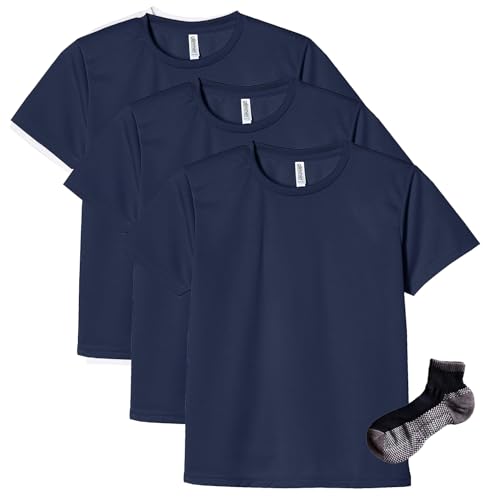 [グリマー] ＵＶドライTシャツ 3枚組 Sportsソックスセット ネイビー Mの商品画像（Amazon）