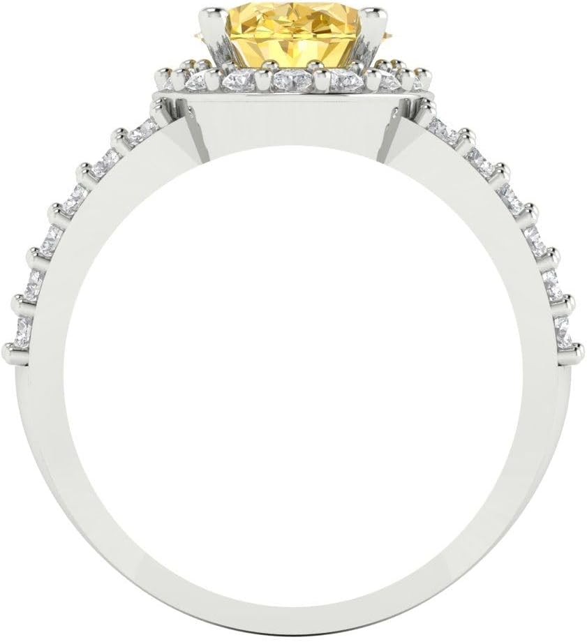 Clara Pucci 14K Solid White Gold 2.6 ctw Citrine Solitairewith Accents Ring for Women | Anniversary, Birthday Gift | 9x7mm Oval Cut - Image 4