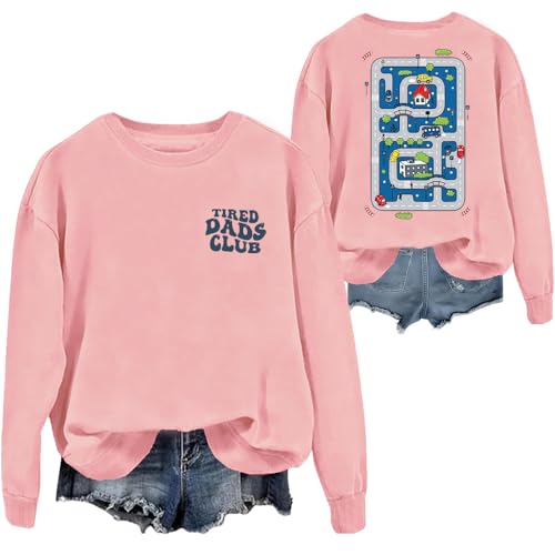 Tired Dads Club - Sudadera con diseño de pista de coches de carreras en la parte trasera para papá y hombre, rosa, S