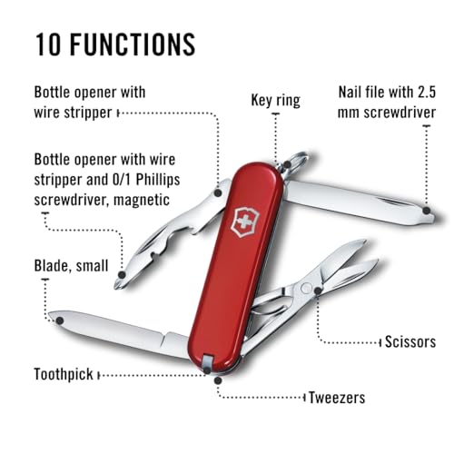 Victorinox Pocket Knife Rambler, Small, 10 Functions, Swiss Made, Multi Tool with Phillips Screwdriver, Scissors, Red - Image 5