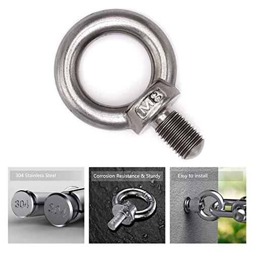 Image of 10Pcs 304 Stainless Steel M8 Male Thread Machinery Shoulder Lifting Ring Eye Bolt