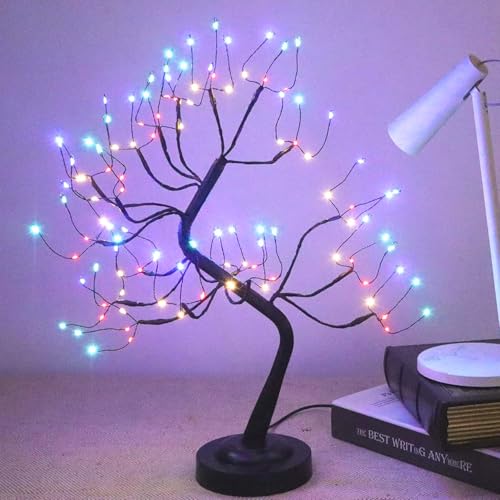 Arbre lumineux LED multicolore Fuchsun avec minuteur USB pour bonsaï