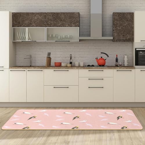 Tapis de cuisine antidérapants lot de 2 lavables imprimé perroquet gris - 3