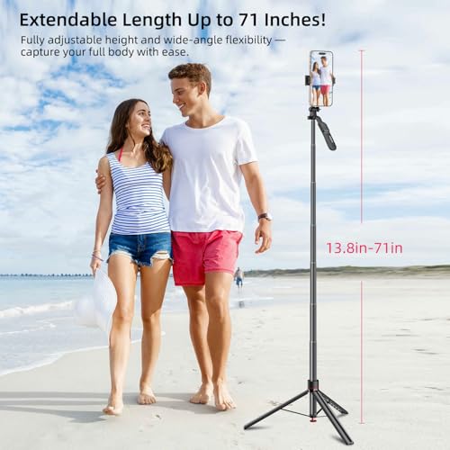 Image of Mobilife Auto Open Selfie Stick Tripod 360 Degree Rotating Balance Handle 71-inch Long Extendable Bluetooth Mobile Tripod Stand with 1 /4 inch Screw for Mobile Phone Camera Gopro Vlogging YouTube Travel