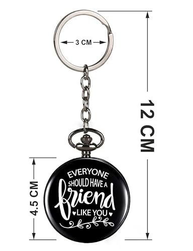 Image of Vintage Gandhi Style Pocket Watch with Engraved Designs & Messages Royal Black Analog for Men Women & Kids Includes Key Ring for car or Bike Keys Ideal Gift