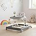 BABY JOY Baby Walker, Foldable Activity Walker with Adjustable Height, Large Tray & Removable Toys, Baby Walker with Wheels for Boys Girls 6-12 Months (Gray)