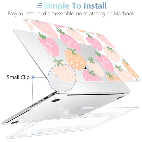 Image of MEEgoodo Case for M5 MacBook Pro 16 inch Case 2026 2024 2023 2021 with M5 M4 M3 M2 M1 Pro /Max Chip, Fit Model A3429 /A3428 /A3403 /A3186 /A2991 /A2780 /A2485, Colorful Drawn Strawberries