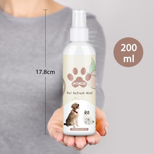 Aomig Hundeparfüm Gegen Geruch Fellpflege Hund Pfirsichparfüm Katze Fellpflegespray für Hunde Geruchsentferner Katze Fellpflege Pflegt Langzeit Deospray Geruchsneutralisierer Hundeparfüm Spray (200ml)