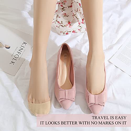 SooGree Ball of Foot Cushion Socks Women's Toe Cover with Padding Toe Topper Liner Socks No Show Half Socks with Sponge Cushion Beige-3 Pairs