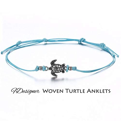 Fdesigner Boho Turtle Anklets Bracelet Set Woven Foot Chain Rope Decorative Beach Jewelry For Women And Girls 3Pcs (Style |) #TOP2