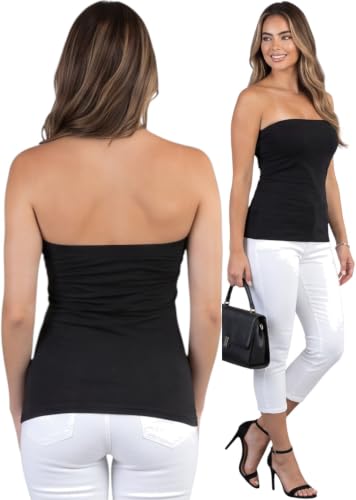 Image of ToBeInStyle Women's Cotton-Spandex Blend Stretchy Tube Top