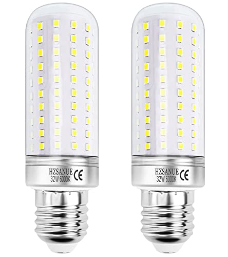HZSANUE LED Maíz Bombilla 32W, 6000K Blanco Frío, E27 Tornillo Edison, 3600lm, 240W Incandescente Equivalentes, 2 Pack