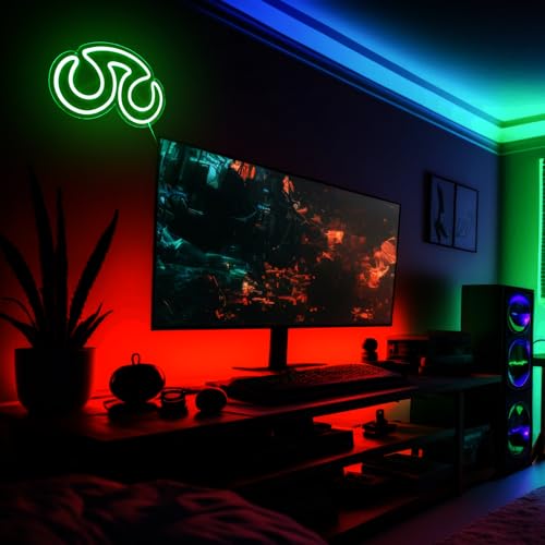Image of Gaming Scholar Neon Sign for Wall Decor, 12.8 inch x 7.8 inch, Line Length 75 inch, Dimmable, USB Powered, Green Neon Light for Bedroom, Game Room, Birthday Decorations