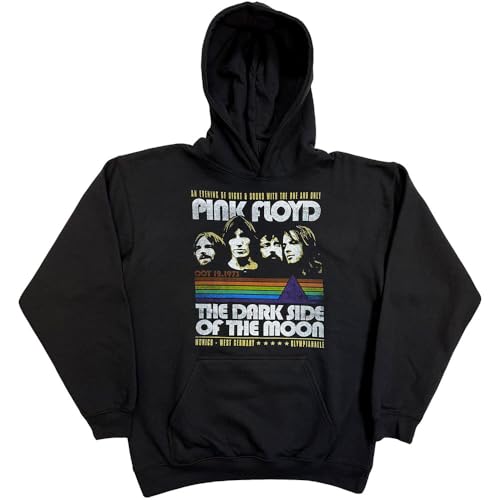 Image of PINK FLOYD Hoodie Dark side of the Moon Retro Stripes official Mens Pullover M Black