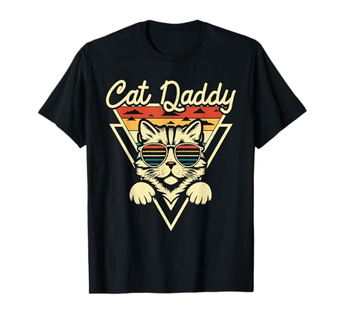 Cat Daddy Retro Sunglasses Cat Fur Dad Papa Vintage Cat Dad T-Shirt