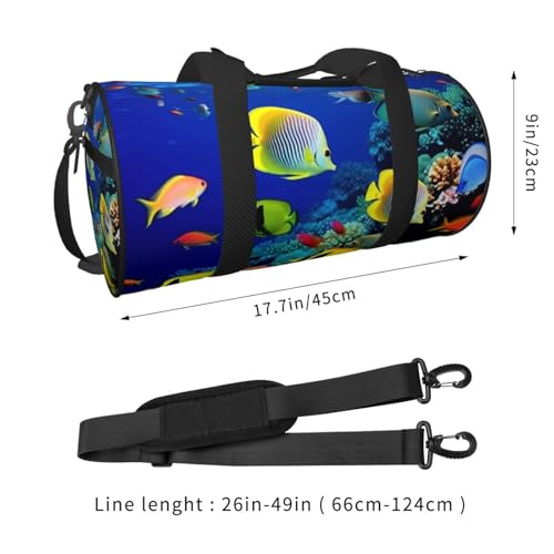 Travel Duffel Bag Sports Gym Bag With Shoes Compartment,Lightweight Overnight Weekender Bag Tropical Ocean Sea Fish Yoga Gym Sports Bag For Men Women3