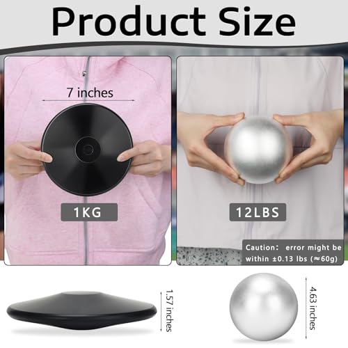 image for Zealor 2 Pack Iron Shot Put Set Shot Put Rubber Discus 1kg Black Shot 