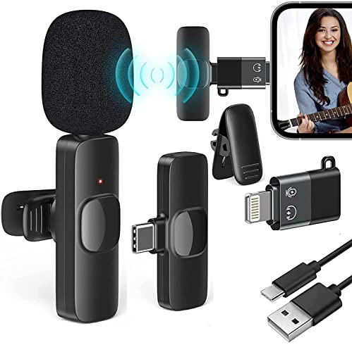AlakhDM 2.4GHz 2 in 1 K8 Wireless Microphone, Digital Mini Portable Recording Clip Mic with Receiver...