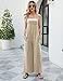 Flygo Women's Fashion Cotton Linen Overalls Loose Fit Sleeveless Straps Wide Leg Baggy Jumpsuit Rompers(LightKhaki-L)
