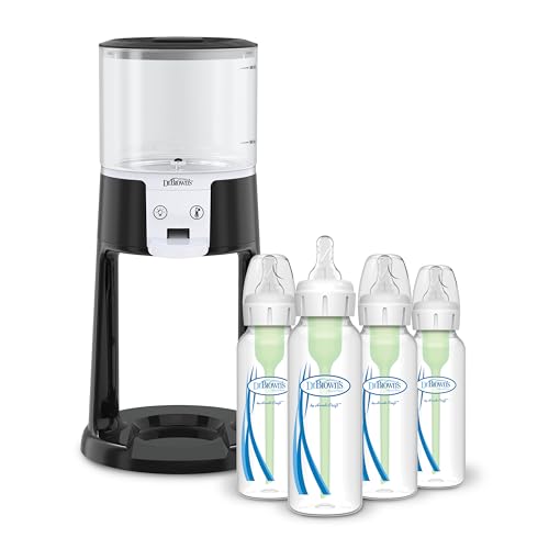 Image of Dr. Brown's Insta-Prep Warm Water Dispenser with Natural Flow Anti-Colic Options+ Baby Bottles 8 oz/250 mL, with Level 1 Slow Flow Nipple, 4 Pack, 0m+