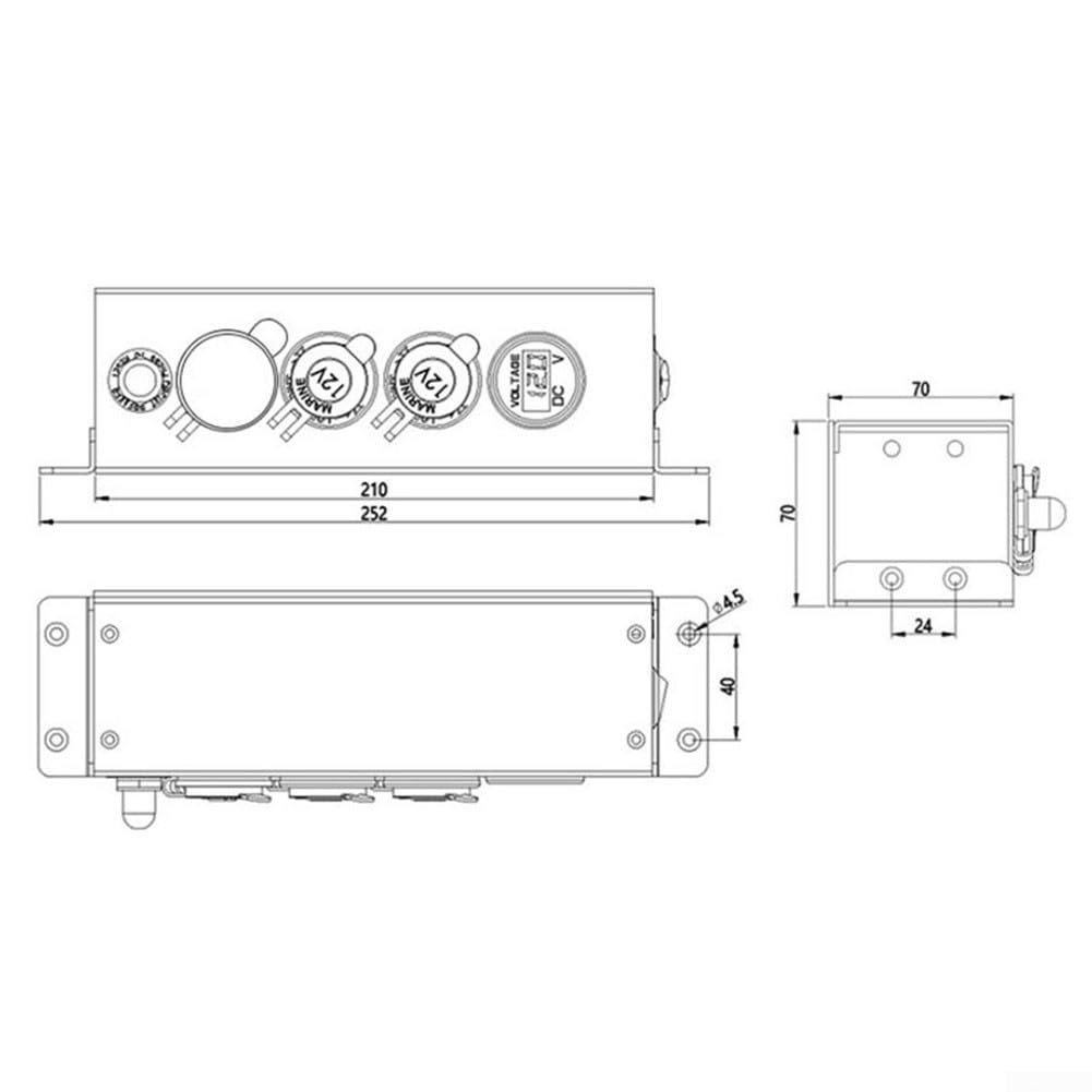 Enchufe de 12 V 24 V con puertos USB y voltímetro, protección contra sobrecarga, caja de interruptor para barco, camión, resistente al agua con cable y cubierta, fácil montaje para vehículos y yates