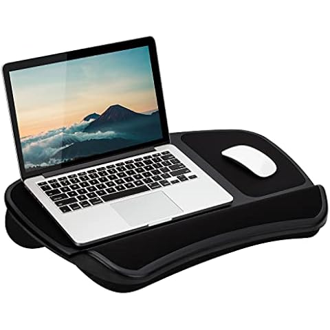 LapGear XL Laptop Lap Desk with Dual Mouse Pads and Wrist Rest, Left-Handed and Right-Handed - Black - Fits up to 15.6 Inch Laptops - Style No. 45592 Cover