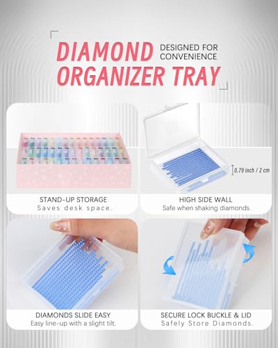 Image of forever young 45PCS Diamond Painting Storage Containers Trays | 2-in-1 design keeps diamond art beads organized. Provides bead storage and line-up, with a box package for a tidy workspace.