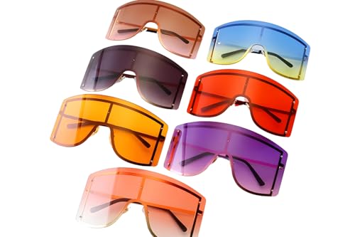 Oversized Gradient Shield Sunglasses – UV400 Protection, Futuristic Full-Coverage Design2