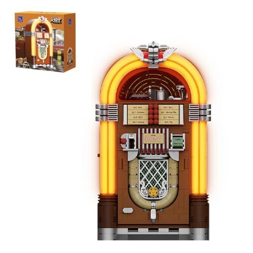 PANTASY Retro Jukebox Building Kit with Coin & Sound Function, Mechanical Music Box Model with Acrylic Records, Recording Studio & Minifigure, Collectible Construction Toy Gift for Adults and Teens