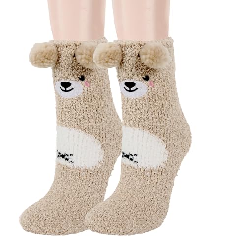 Image of Benefeet Sox Funny Animal Fuzzy Socks for Women Girls - Cute Fluffy Slippers, Cozy Warm Winter Plush Sleeping Socks
