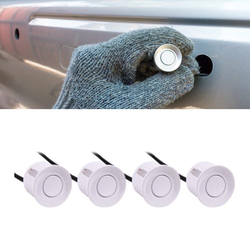 DEWIN Sensor de Estacionamiento, 4 Piezas/juego de Plástico para Estacionamiento de Automóviles, Sensores de Ayuda de Marcha Atrás, Piezas de Asistencia de Respaldo de Sonda de Radar (Blanco)