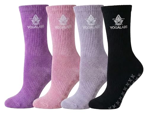 Yogasocken Damen & Herren – 4er Set | Anti-Rutsch Socken für...