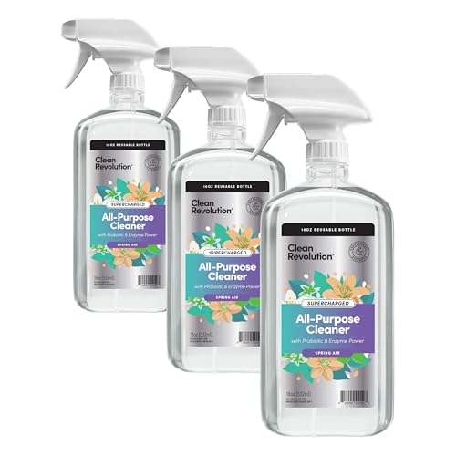 Image of Clean Revolution SuperCharged Multi Surface Cleaner Refill Supply, Non-Toxic, Eco-Friendly & Plant-Based, Ready to Use, Spring Air, 18 oz (Pack of 3)