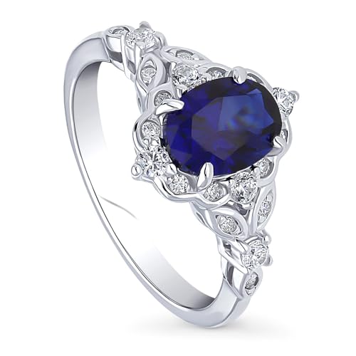 BERRICLE Sterling Silver Halo Wedding Engagement Rings Simulated ...