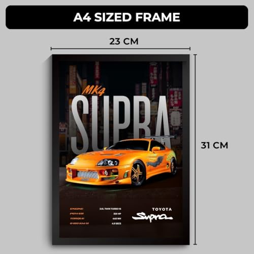 Image of Supra MK4 Poster | Framed MK4 Supra Poster A4 Sized (31 x 23 cm) | JDM Car Posters for Wall, Gift for Boys, Hypercar Frames | Japanese Car Posters for Wall, Bedroom, Hostel, Study Area, Hostel (F 058)