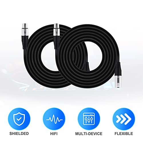 Yunge 2 Pack Xlr Male To Female Microphone Cable, 3 Pin Xlr Microphone Cable Compatible With Microphones, Pa Systems,Stage Lighting,Speaker Systems And Other Sound Equipment(10 Feet,Black) #TOP1