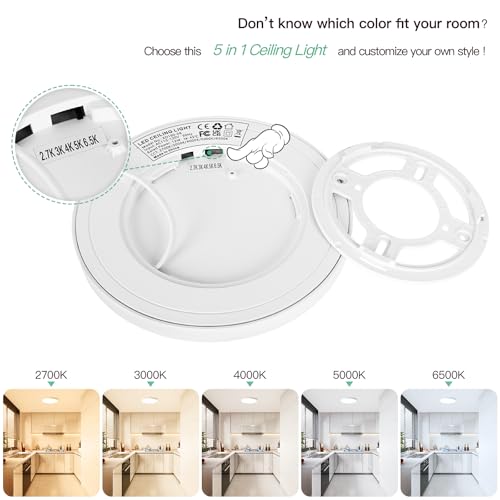 Image of Brightever 7 Inch Flush Mount LED Ceiling Light Fixture, Dimmable, 1200LM