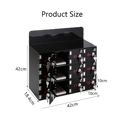 Caja de almacenamiento de teléfono negra con casillero numerado de pared 4