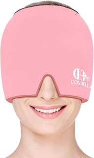 Migraine Relief Cap, Soothing Headache Ice Face Mask Products, Hot and Cold Therapy, Migraine Headache Relief Cap for Migraine, Sinus, Puffy Eyes, Tension, Stress and Hangover(Pink)