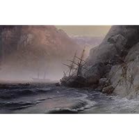 Amazon.co.jp: 絵画 難破船 1854 イワン・アイヴァゾフスキー 嵐の海景