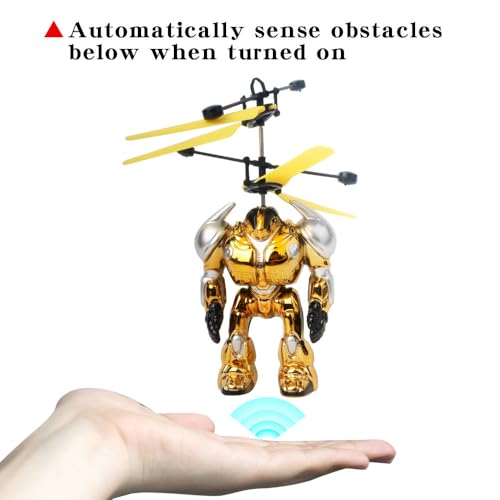 Image of Advanced Gesture-Control Flying Robot Toy, Smart RC Hover Drone with LED Lights & USB Rechargeable Design, Durable Unbreakable Indoor Fun Toy for Kids, for Boys & Girls (Ages 5-10)