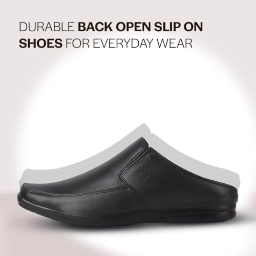 Image of FAUSTO Men Formal Back Open Memory Cushioned Insole Slip On Shoes | Office, Meetings, Event Slip Ons with Comfort All Day Long | Semi Formal Outfit Shoe, Anti Skid Rubber Sole