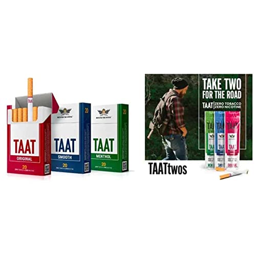 Taat Twos Herbal Cigarettes - Traditional Cigarette Substitute, Non-Addictive, Tobacco & Nicotine-Free, Natural Herbal Smoking Blend Alternative, Full Flavors Delicate Taste - 2 Sticks (Smooth) #TOP5