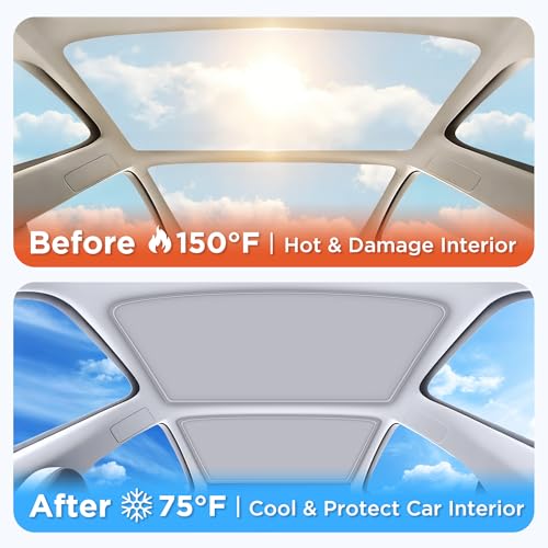 Image of 2026 Upgraded for Tesla Model 3 Accessories Sunshade Roof [No Sag, Ice-Crystal Cooling Coatings] Heat Insulation Glass Roof Sun Shade for Tesla Model 3 Accessories 2022-2026 Gray