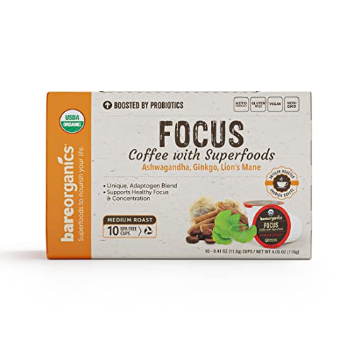 Bareorganics Focus Coffee Pods With Superfoods & Probiotics | Keurig K-Cup Compatible | Usda Certified Organic, Vegan, Non-Gmo & Recyclable Single Serve 10Ct (Pack Of 6) #TOP1