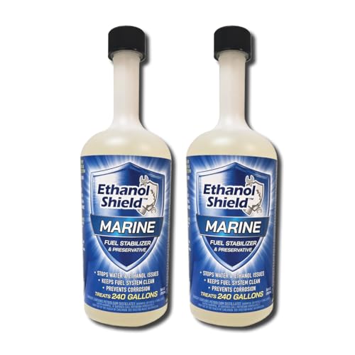 Ethanol Shield MARINE Fuel Stabilizer & Preservative - 2 PACK (2-24 oz bottles) - Full Fuel Cleaner - Fuel Injector Cleaner - Removes Water- Protects Fuel System - Each bottle treats 240 gallons
