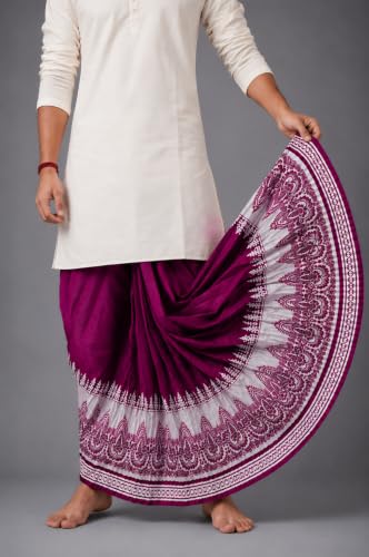 Image of Men's Ready to Wear Pant System Printed MAYUR PUCHHA Dhoti for Marriage, Pooja, Festival etc.(GC010)