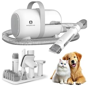 Molly&Cody SAMSON 7-in-1 Fell-Schermaschinen-Set mit Tierhaar-Absaugung für Hund & Katze (6 Aufsätze, effektive & lautstärkereduzierte Saugkraft zur 99% Aufnahme der Tierhaare, kontaktlose Entleerung)